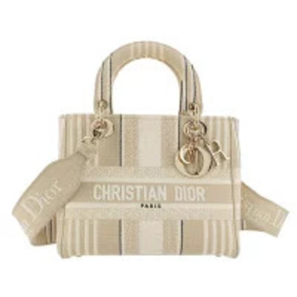 Dior Lady D LITE Canvas Beige Ivory White Bag